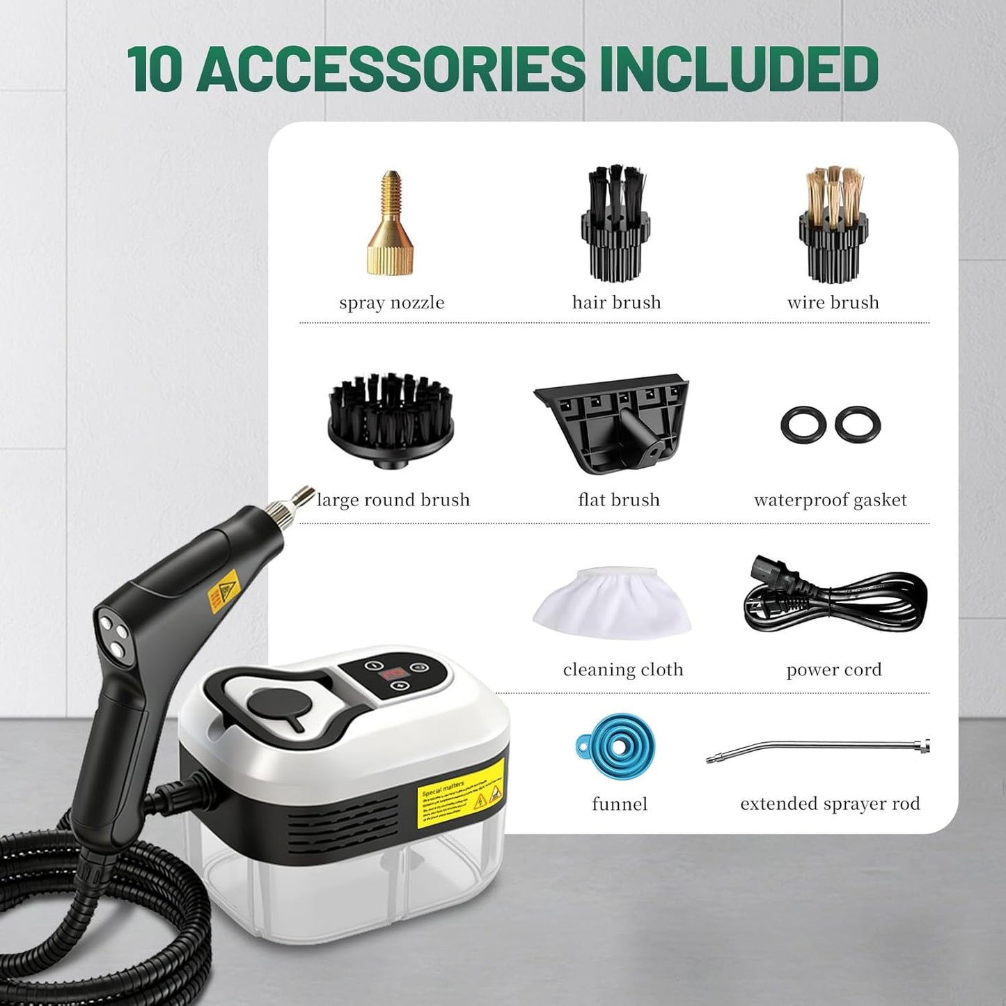2500W Handheld Steam Cleaner, 15s Fast Heat-Up High Temp Pressurized Steamer, 1.2L Large Tank, Portable Steam Cleaning Machine for Home, Kitchen, Bathroom, Car, Grout & Furniture (Black)