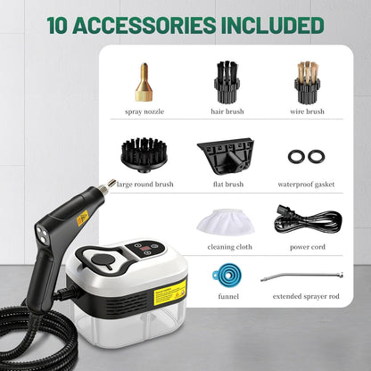 2500W Handheld Steam Cleaner, 15s Fast Heat-Up High Temp Pressurized Steamer, 1.2L Large Tank, Portable Steam Cleaning Machine for Home, Kitchen, Bathroom, Car, Grout & Furniture (Black)