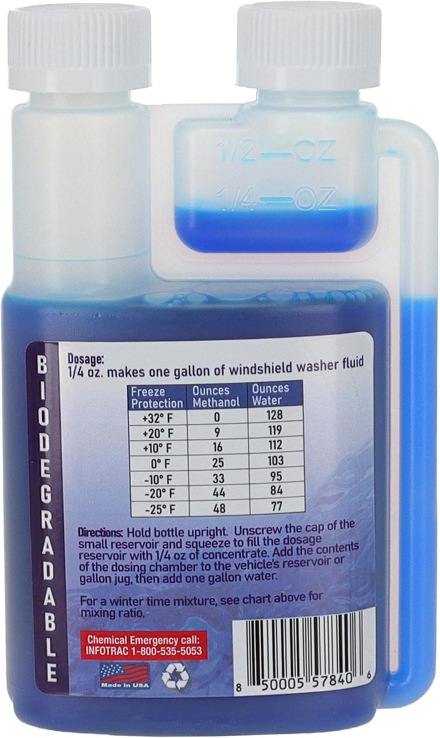 Qwix Mix Windshield Washer Fluid Concentrate, 1 Bottle Makes 32 Gallons, 1/4 oz. Makes 1 Gallon 100% Biodegradable