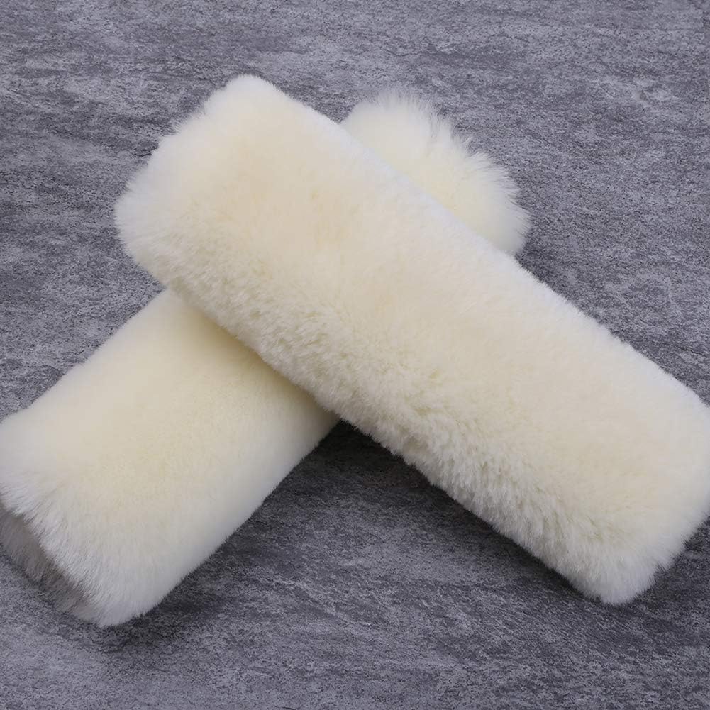 OGLAND Authentic Sheepskin Car Seat Belt Pad,2 Pack Soft Seat Belt Cover for Shoulder Pad Neck Cushion Protector Car Accessories by Genuine Natural Merino Wool (Misty Gray) - Colors B