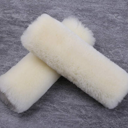 OGLAND Authentic Sheepskin Car Seat Belt Pad,2 Pack Soft Seat Belt Cover for Shoulder Pad Neck Cushion Protector Car Accessories by Genuine Natural Merino Wool (Misty Gray) - Colors B