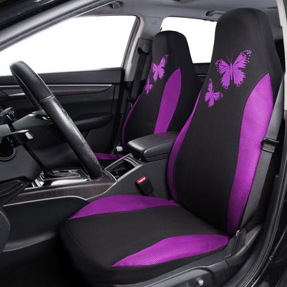 Flying Banner Butterfly car seat Covers ful Set Fashion Universal Lady Woman Female Rear Bench Split Colorized (Pink, 2 Fronts - Lace)