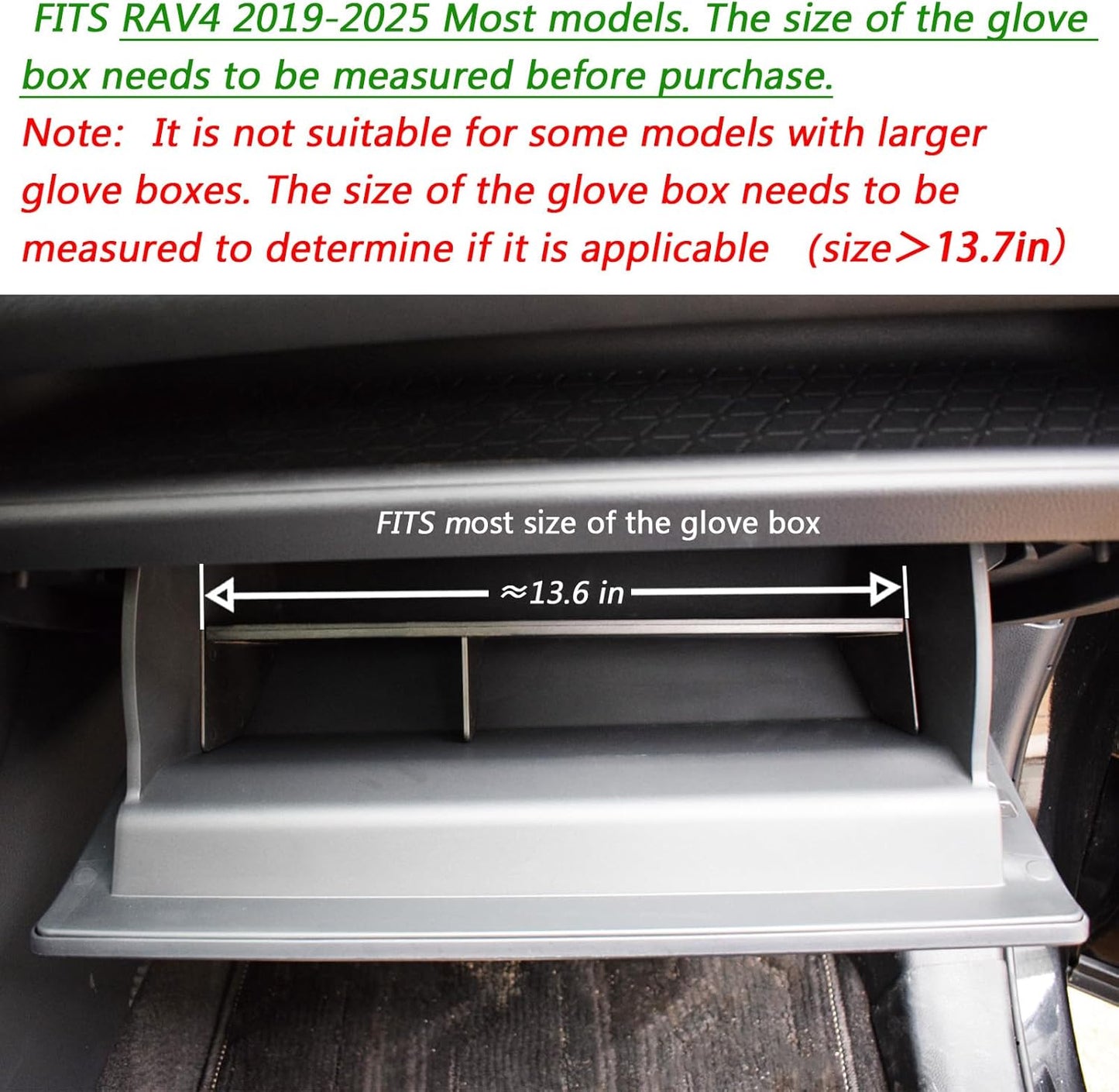 TACORBO Glove Box Organizer Compatible with RAV4 2025 2024 2023 2022 2021 2020 2019 Accessories, Insert Glove Compartment Dividers Black ABS Materials – Not for Large Glove Box Versions