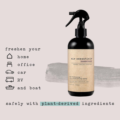 Air Essentials 12 oz Air Freshener & Odor Eliminator Spray - Neutralize Odors from Smoke, Pets, Food & Garbage in Homes, Offices & Cars - Made with Clean Essential Oils (Eucalyptus Mint, 2-Pack)