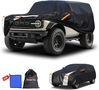 Large SUV Car Cover for Chevy Suburban 100% Waterproof All Weather, Heavy Duty Outdoor Full Exterior Covers Rain Sun Wind UV Protection. - Colors A