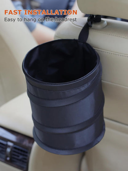 Ginsco 4 Gallons New Leakproof Car Trash Can, Large Trash Can Pop-up Collapsible Hanging Car Trash Bin, Waterproof PEVA Liner Open-Top Garbage Can for Cars Home Office Camping