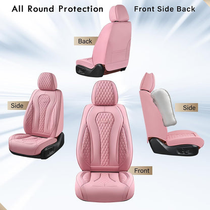 Coverado Seat Covers, Car Seat Covers Full Set, Black Car Seat Cover, Car Seat Covers Front Seats Back Seat Cover, Waterproof Car Seat Cushion, Leather Seat Covers Seat Protector Fit for Most Cars