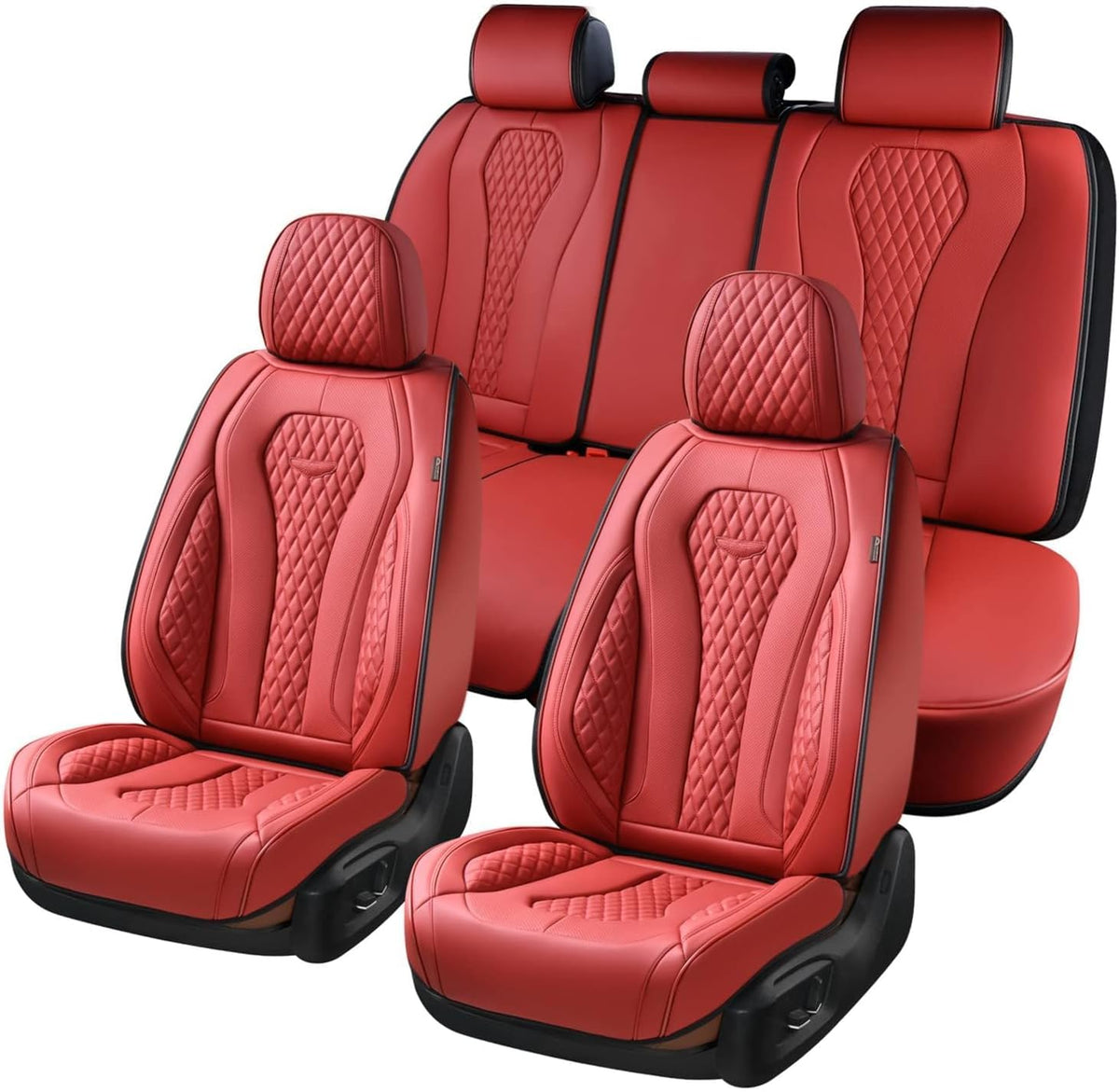 Coverado Seat Covers, Car Seat Covers Full Set, Black Car Seat Cover, Car Seat Covers Front Seats Back Seat Cover, Waterproof Car Seat Cushion, Leather Seat Covers Seat Protector Fit for Most Cars