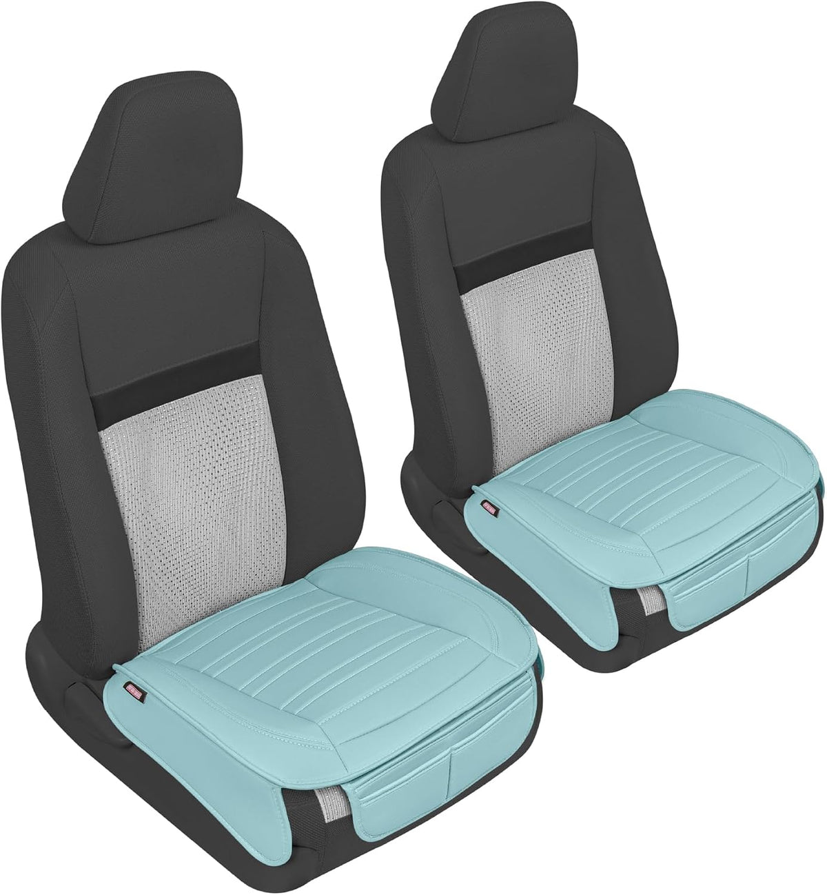 Motor Trend Seat Covers for Cars Trucks SUV, Faux Leather 2-Pack Black Padded with Storage Pockets, Premium Interior Car Seat Cover