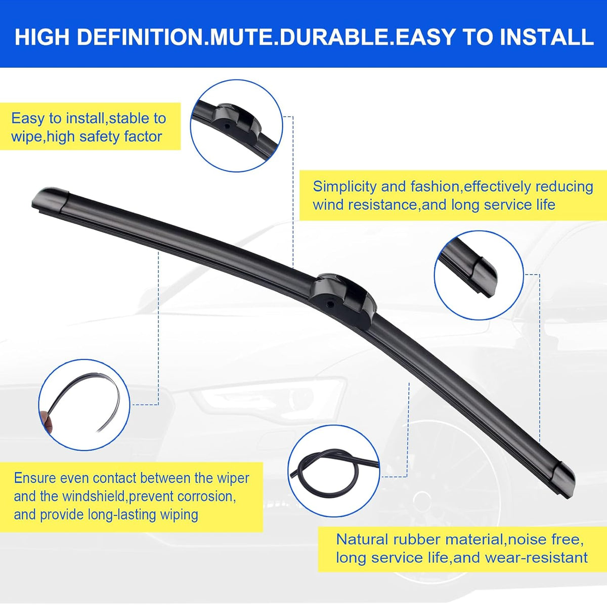 ANIKLUIM® 28"+28" Wiper Blades with 16" Rear Wiper Blade Set Replacement for 1996-2007 Caravan Town & Country Windshield Wipers Original Factory Quality (Pack of 3) - Colors B