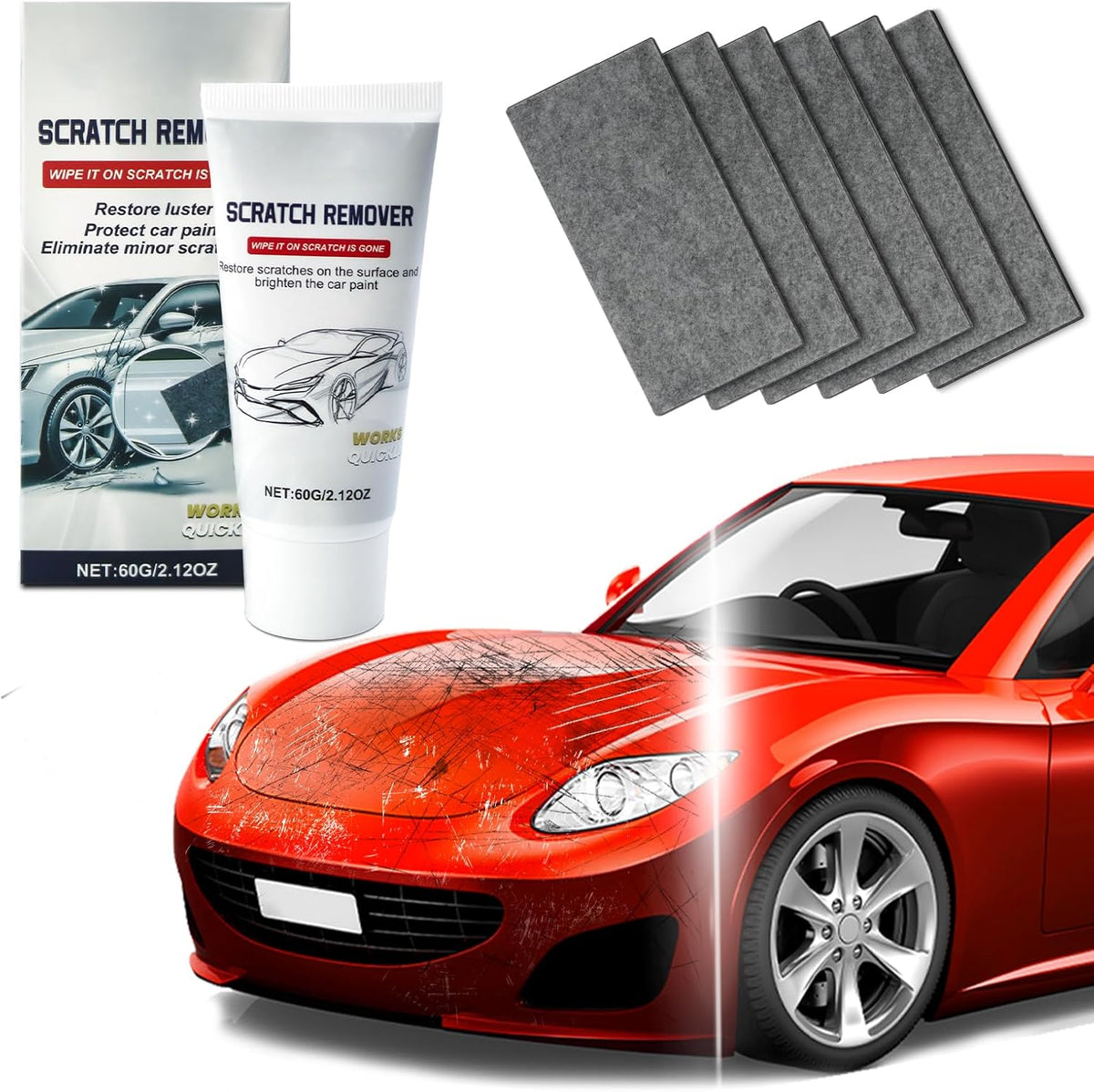 Car Scratch Remover, Multifunctional Scratch Remover for All Vehicles, 6PCS Nano Magic Cloth Car Scratch Removal Repair Kit Easily Removes Light Scratches, Swirls and Water Spots