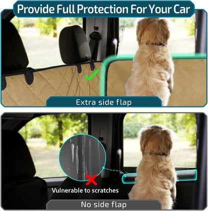 Veckle SUV Cargo Liner for Dogs with Side Flaps, Large (54" x 93") Water Resistant Trunk Cover, Non-Slip Pet Area Protector with Bumper Flap, Universal Fit for SUVs Sedans Vans, Khaki