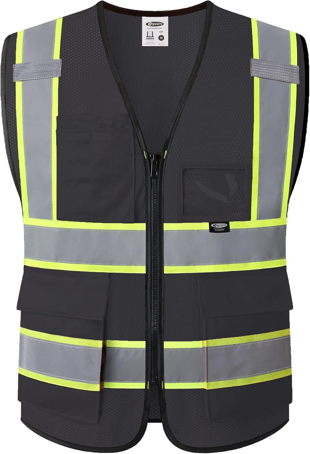 JKSafety Safety Vest for men women Hi Vis Reflective Vest with Pockets and Zipper High Visibility Meet ANSI Standard（BX320