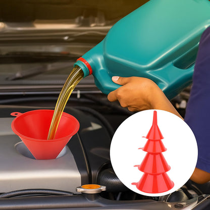 6 Pcs Automotive Oil Funnel Set – Wide Mouth Fuel Funnels with Long Neck, Flexible Spout & Removable Filter – for Gasoline, Coolant, Water, Engine Oil