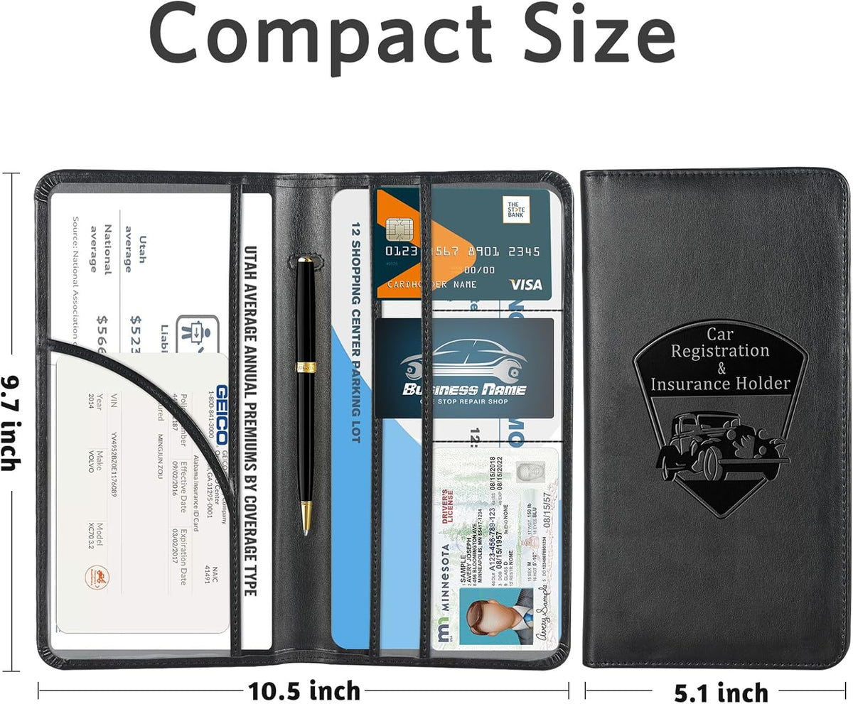 CoBak Car Registration and Insurance Holder - Vehicle Glove Box Car Organizer,Auto Truck Comparment Accessories Case with Magnetic Closure for Driver License,Cards - Colors A