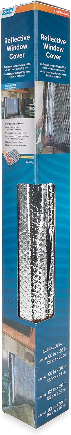 Camco 45164 62" x 30" SunShield Reflective Window Cover