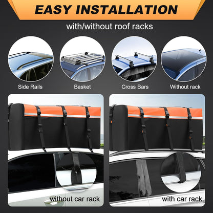 Sailnovo Rooftop Cargo Carrier Bag 21 Cubic, 1000D PVC Waterproof Vehicle Soft-Shell Carrier for Cars with/Without Roof Rack, Car Roof Storage Includes Anti-Slip Mat,10 Reinforced Straps, 6 Door Hooks