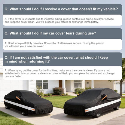 10 Layers Car Cover Custom Fit for Mercedes Benz C Class C250 C300 C43 C63 (1993-2026), Waterproof All Weather for Automobiles, Outdoor Full Cover Sun Dust Rain Protection with Cotton. Black - Colors A