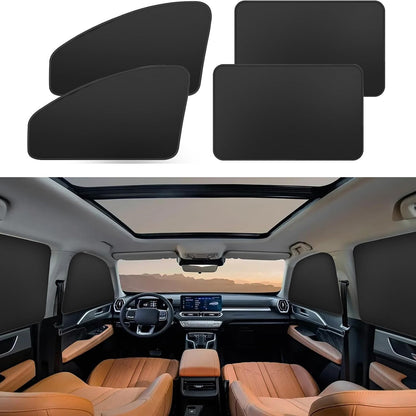Car Window Sun Shades Curtains - Magnetic Privacy Curtains Side Window Sun Shades 100% Block Light Car Window Covers with Cooler Feeling 4Pcs, Thicken(Thickset, 4pcs)