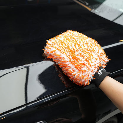 SPTA Microfiber Car Wash Mitt, 3Pcs Car Sponge Glove Wrapped in Soft, Plush Fiber Cloth Material, Safe Washing with Any Car Soap, Bucket, Foam Gun, Foam Cannon, Other Cleaning Supplies