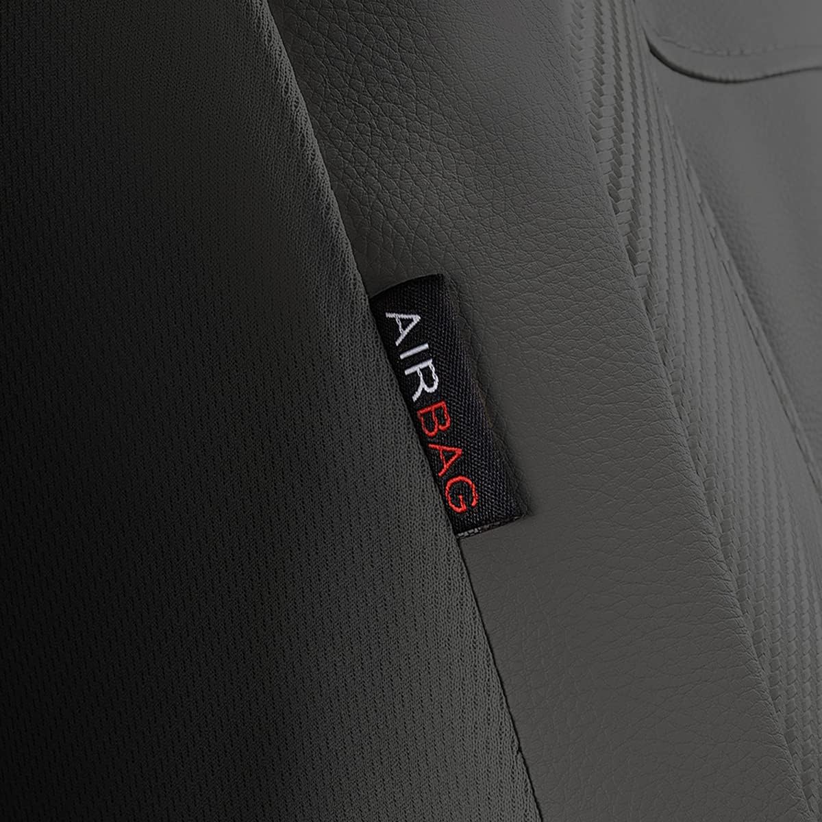 Flying Banner Carbon Fiber Leather Vehicle Seat Covers, Leopard Gray Black, Universal Fit - 8PCS