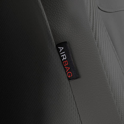 Flying Banner Carbon Fiber Leather Vehicle Seat Covers, Leopard Gray Black, Universal Fit - 8PCS