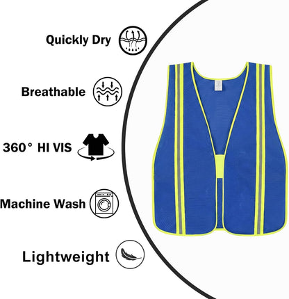 High Visibility Reflective Safety Vest for Men Women Class 2 Hi Vis Mesh Fabric Safety Work Jacket with Elastic Band
