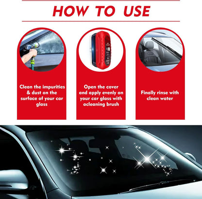 Automotive Oil Film Cleaning Brush with Reusable Foam Sprayer, Upgraded Antifog Glass Cleaning Board, Glass Oil Film Remover for Car Windows & Windshields, Versatile Car Glass Cleaner Brush (Red)