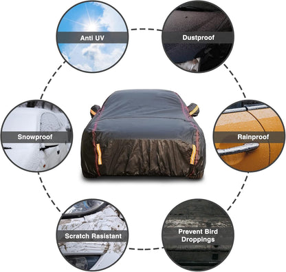 6 Layers Car Cover Waterproof All Weather Car Cover Waterproof All Weather, Outdoor Full Exterior Cover Rain Sun UV Snowproof Protection with Zipper Cotton for SUV (185-190inch)
