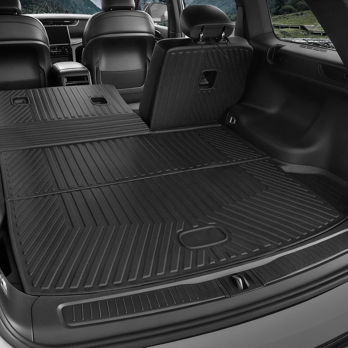 Floor Mats for Jeep Cherokee 2019-2023, All Weather Floor Mats Trunk Cargo Liner with Backrest Protectors and Door Sill Guards Accessories, Full Coverage Set