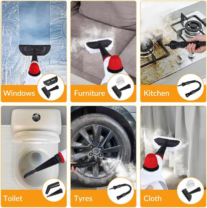 Handheld Pressurized Steam Cleaner with 12 pcs Accessories, Steamer for Cleaning, Steam Cleaner for Home Use, Steamer for Cleaning Car, Furniture, Floor, Upholstery, Grout and Tile, Deep Gray