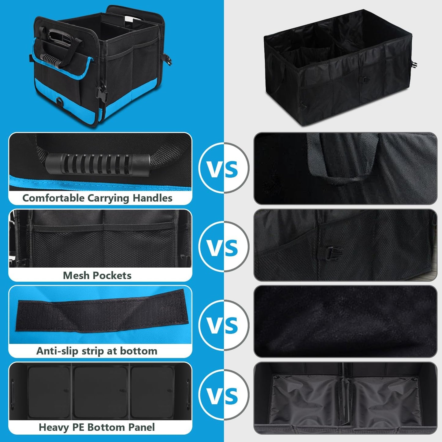 AOPHY Trunk Organizer for Car, 95L Large Capacity Trunk Storage with Non-Slip Bottom Strips, Cargo Organizer for Suv, Truck, Sedan, Waterproof Portable Car Organizers for Women Men(Pink)