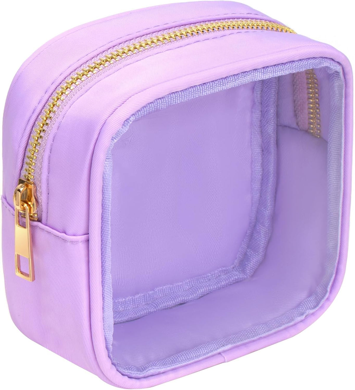 Small Clear Makeup Bag for Purse Small Cosmetic Bag Travel Size Toiletry Bags Cute Travel Makeup Bag,Coin Purse,Car Asscessories Organizer Storage Travel Essentials for Women Girls(Clear-Beige)