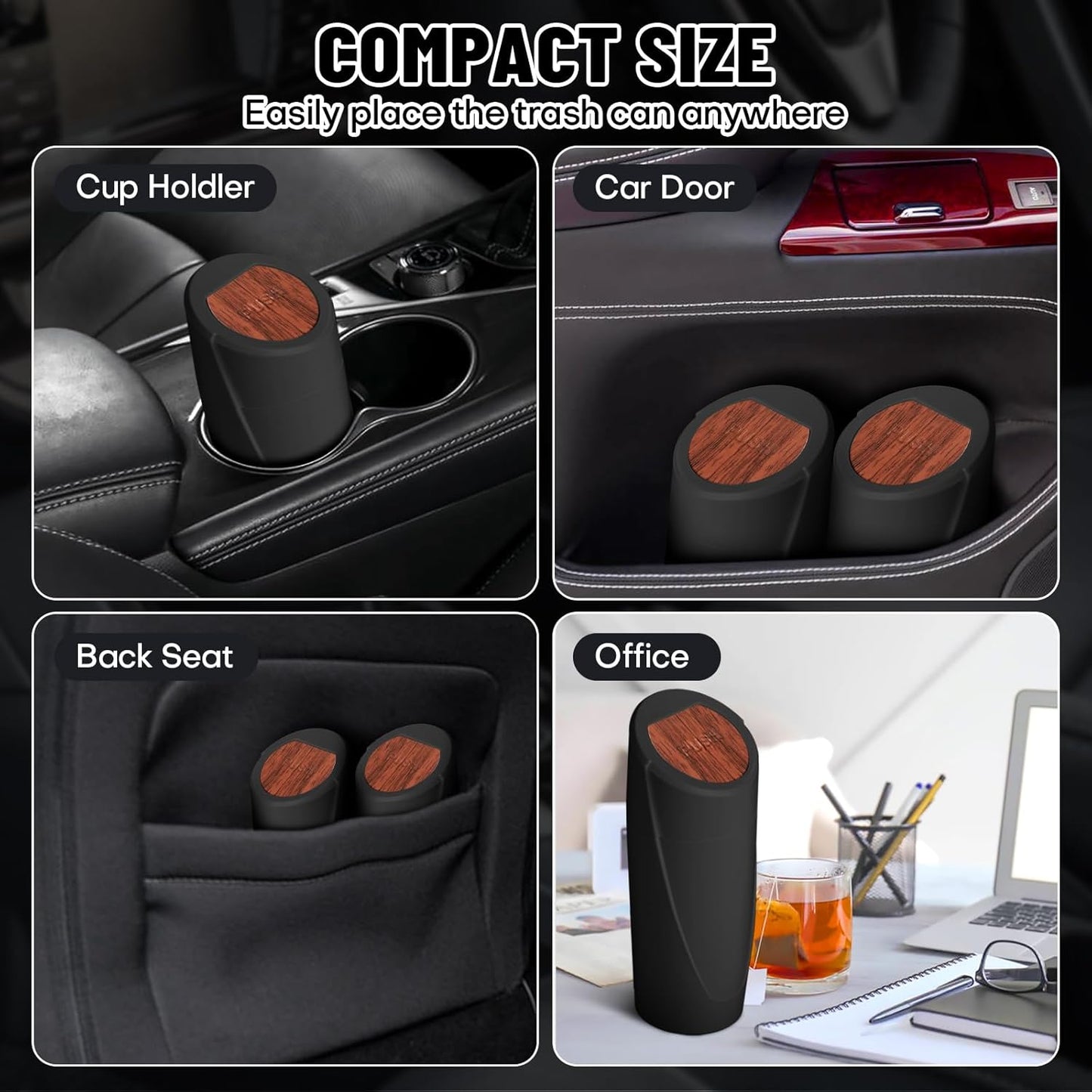 Car Trash Can Bin with Lid - Car Garbage Can Cup Holder - Pink Mini Leakproof Vehicle Garbage Bin with 20pcs Trash Bags - Automobile Organizers and Storage for Front Back Seat Accessories