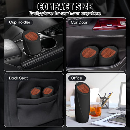 Car Trash Can Bin with Lid - Car Garbage Can Cup Holder - Pink Mini Leakproof Vehicle Garbage Bin with 20pcs Trash Bags - Automobile Organizers and Storage for Front Back Seat Accessories