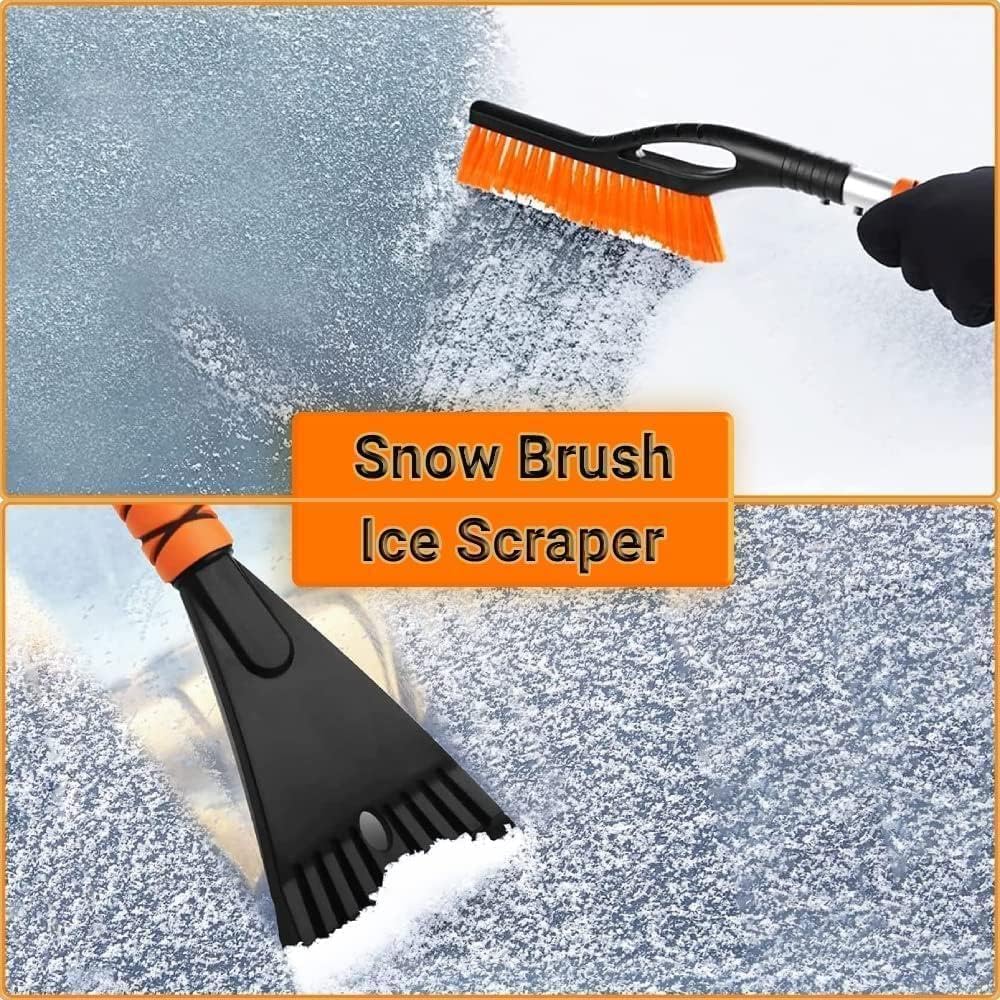 Snow Brush & Ice Scraper, 27 Inch, Ice Scrapers for Car Windshield, Detachable Snow Removal Tool with Ergonomic Foam Grip for Cars, Trucks, Suvs (Heavy Duty Abs, PVC Brush)