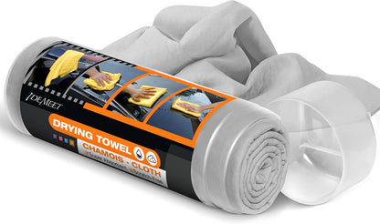 Premium Absorbent Car Drying Chamois Cloth Shammy Towel, 26''x17'' Large, Reusable for Vehicle, Bathroom, Dust Remove, No Spots/Streak/Scratch, Blue