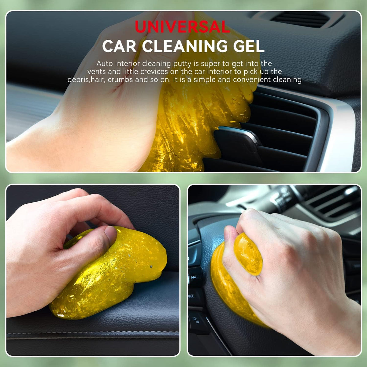 Auto Dynasty Pack of 4 Car Cleaning Gel, 2024 Universal Auto Detailing Tools Car Interior Air Vent Dust Cleaner Slime Putty Jelly for Printers, Camera, Calculator, Keyboard (Red, Blue, Green, Yellow)
