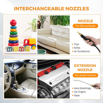BEAMNOVA 2500W Car Steamer for Auto Detailing, High Pressure Handheld Steam Cleaner with Water Container, Portable Electric Steam Cleaning Machine