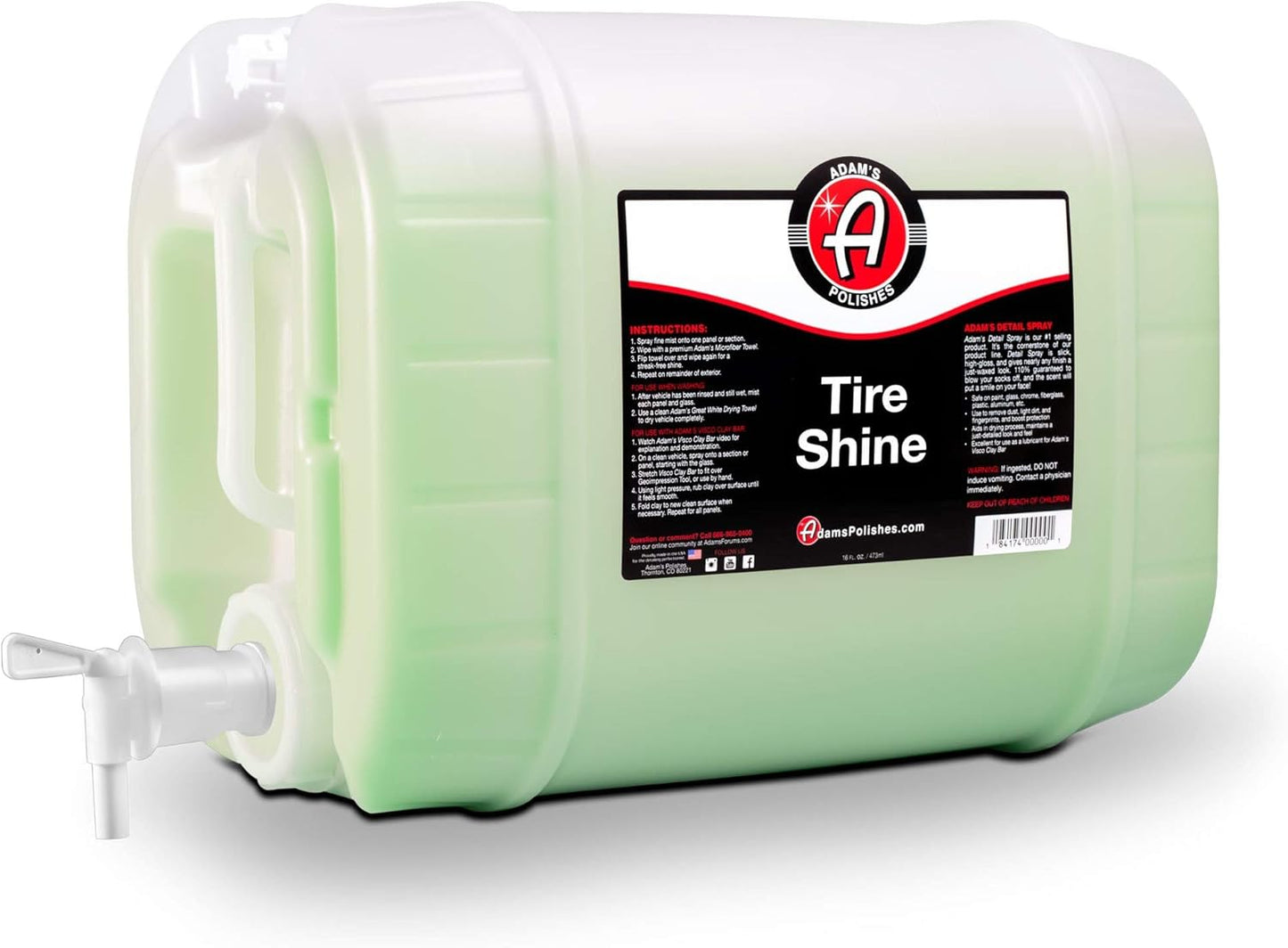 Adam's Tire Shine 16oz - Tire Dressing Spray with Added SIO2 for Rubber Protection, Gives A Glossy Wet Look & No Sling