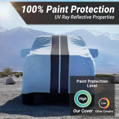 iCarCover 15-Layer Car Cover Waterproof All Weather | Premium Quality Car Covers for Automobiles, UV Protection, El Camino, Impala, Bel Air, Monte Carlo, Galaxie, Charger, Size C21 (See Size Chart) - Colors A