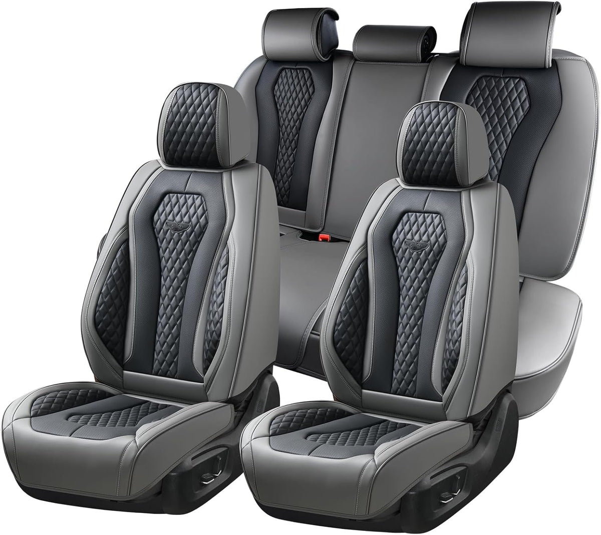 Coverado Seat Covers, Car Seat Covers Full Set, Black Car Seat Cover, Car Seat Covers Front Seats Back Seat Cover, Waterproof Car Seat Cushion, Leather Seat Covers Seat Protector Fit for Most Cars