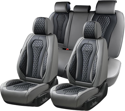 Coverado Seat Covers, Car Seat Covers Full Set, Black Car Seat Cover, Car Seat Covers Front Seats Back Seat Cover, Waterproof Car Seat Cushion, Leather Seat Covers Seat Protector Fit for Most Cars