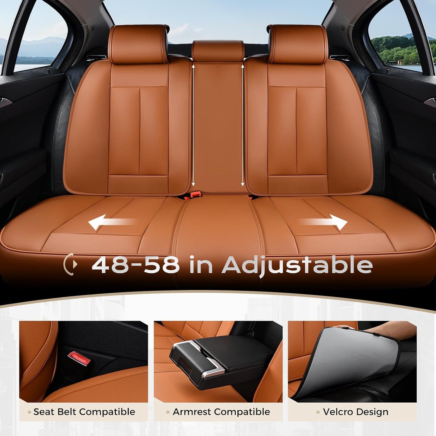 Coverado Seat Covers Full Set, Black Seat Covers for Cars 5 Seats, Car Seat Protector, Waterproof Nappa Leather Car Seat Cushion, Front and Rear Car Seat Cover Fit for Most Sedans SUV Pick-up Truck - Colors B