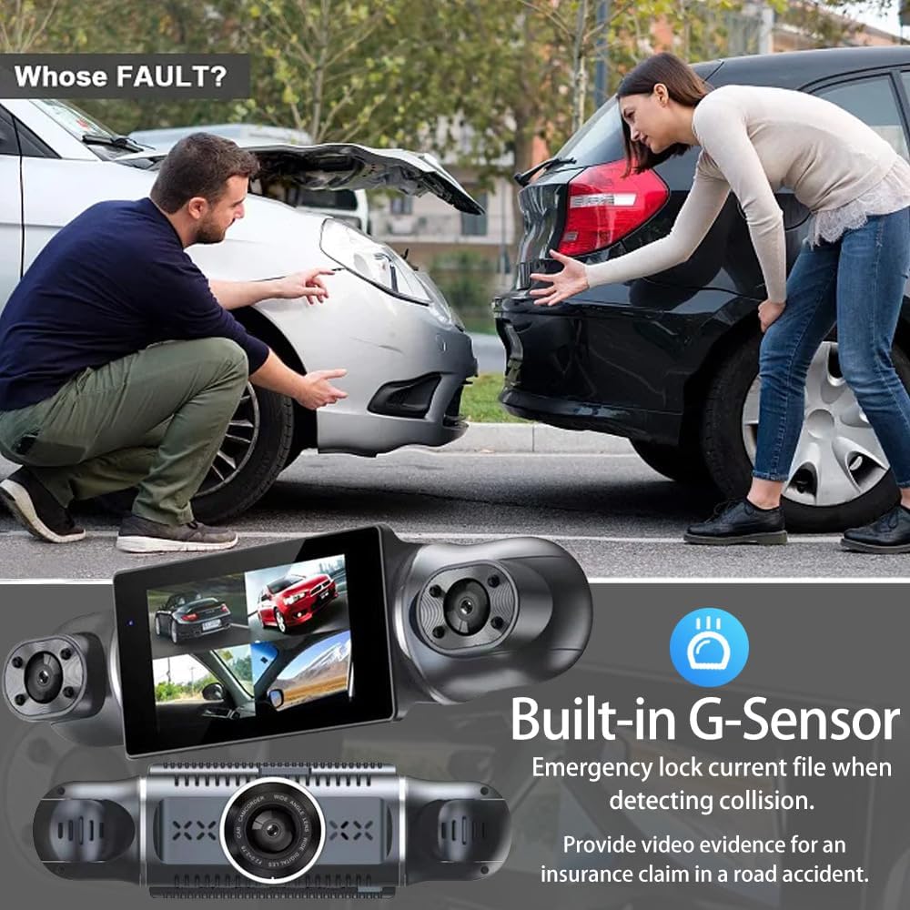 1080P Dual Dash Camera for Car Front and Inside Dashcam Car Security Video Recorder,170°Wide Angle Vehicle Cam,WDR,G-Sensor,2’’ IPS Screen,Loop Recording,Night Vision (Dual Dash Cam Without Card)