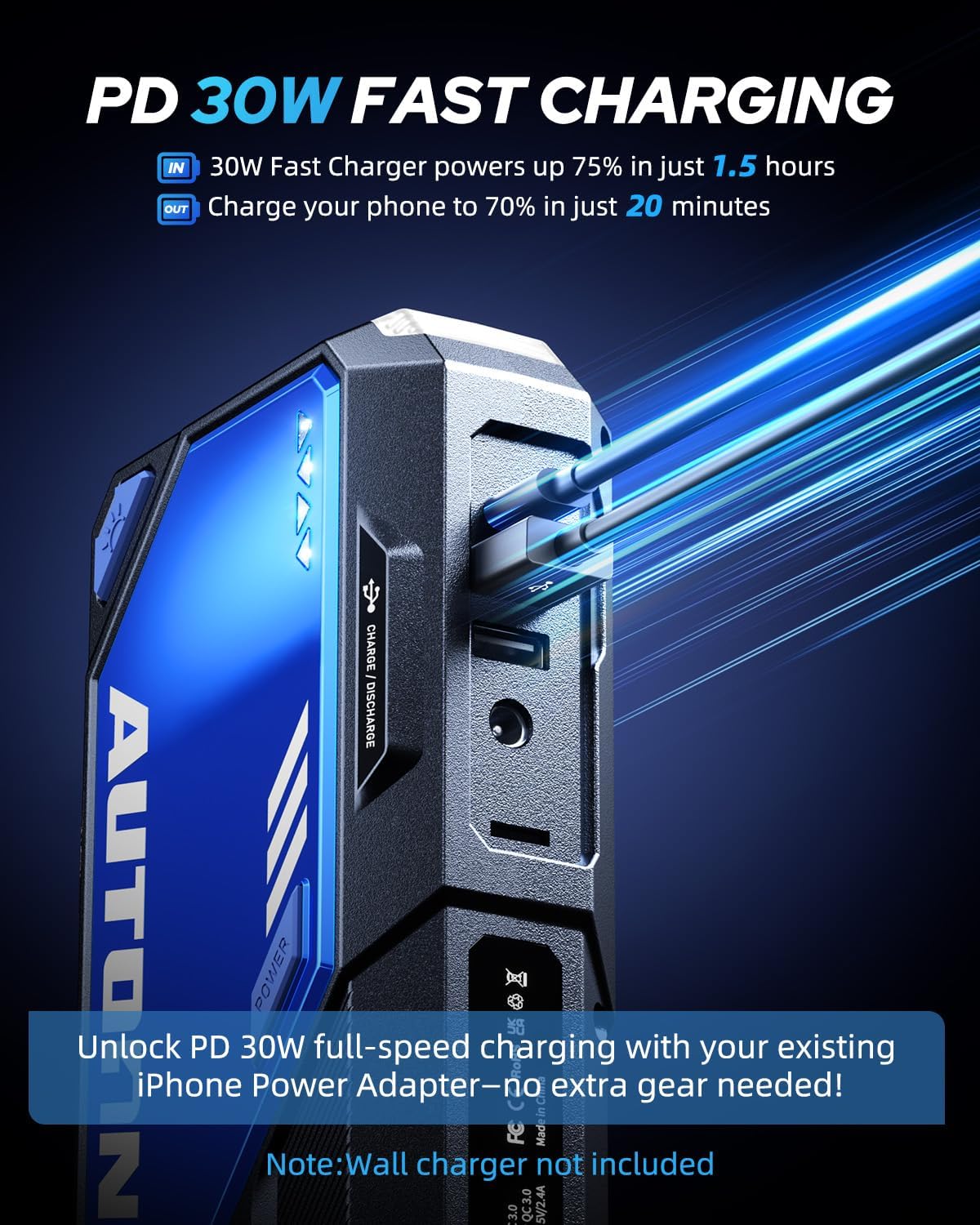 AUTOONE 6000A Car Battery Jump Starter Up to All Gas & 12L Diesel Engine, Car Battery Jumper Starter Portable 12V Jump Box with USB Output, Storage Case, LED Flashlight