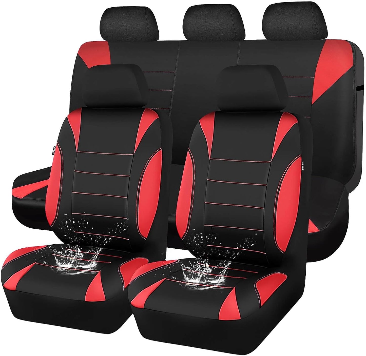 CAR PASS Waterproof Car Seat Covers Front Seats Only with 5mm Composite EVA, Neoprene Car Seat Cover with Separate Headrest Cover, Quick Setup Universal Fit for Car SUV Trucks,Airbag Compatible（Gray