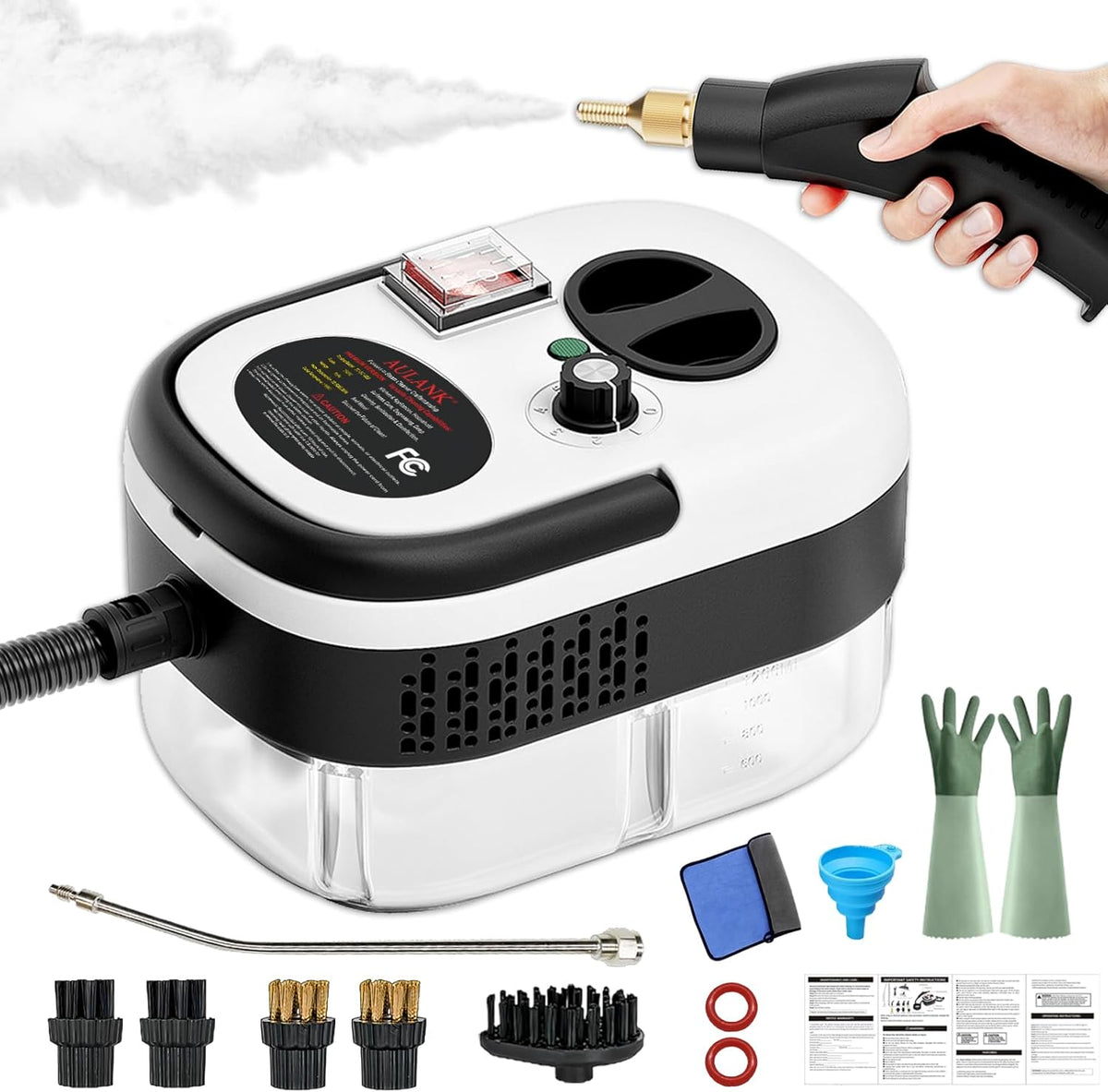 2500W Handheld Steam Cleaner,Portable Car Steamer For Auto Detailing,High-Temperature and Pressure Steam Cleaner For Home, Steam Cleaning Machine for Furniture,Kitchen,Grout,Floor,Tile (Gray)