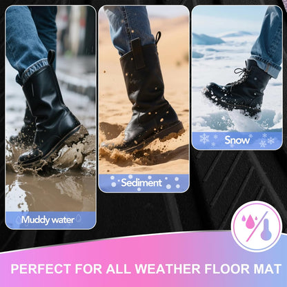 Road Comforts Car Floor Mats Full Set – Front & Rear Car Floor Mats with Aluminum Design, Anti-Slip Backing, All-Weather Protection, Trim-to-Fit Car Mats for Most Sedans, SUVs & Vans -All Pink