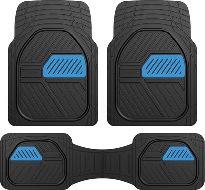 Coverado Car Floor Mats All Weather Waterproof Deep Dish Anti-Slip Car Mats Set, Heavy Duty Rubber Floor Mats for Cars, Universal Trim to Fit Automotive Floor Mats for Cars Trucks SUV, Black&Red